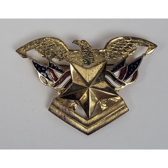 Other - Vintage WWII Era Officer Cap Eagle Painted Sweetheart Pin
